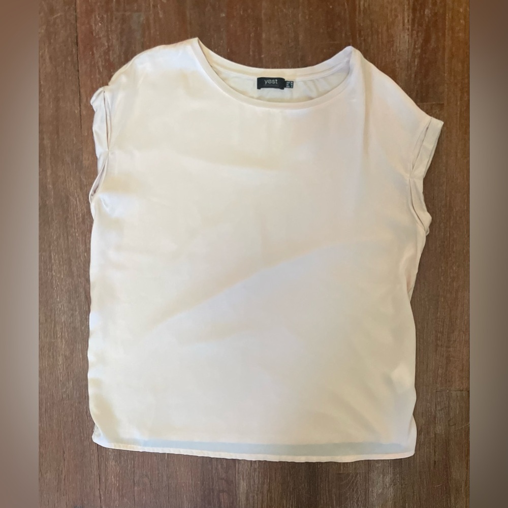 Yest Mixed Media Rolled Sleeve Tee - Soft Pink - Size 6